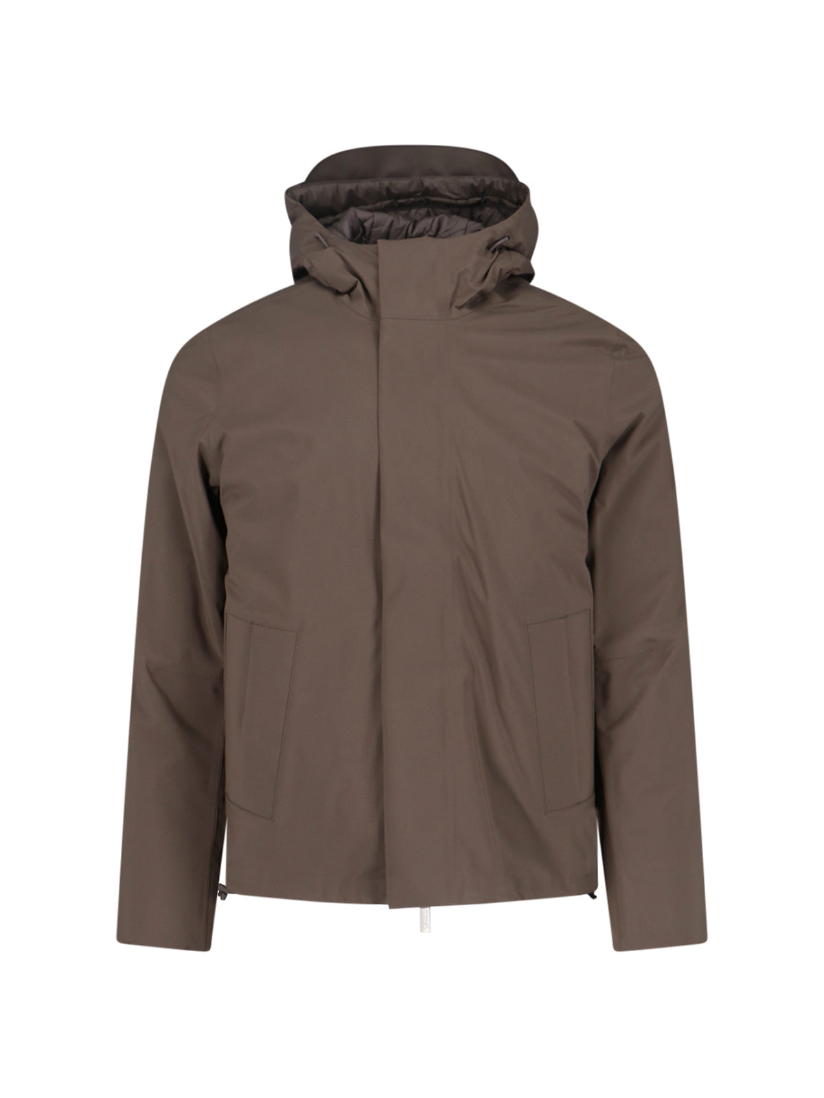 Padded Brown Jacket with Drawstring Hood