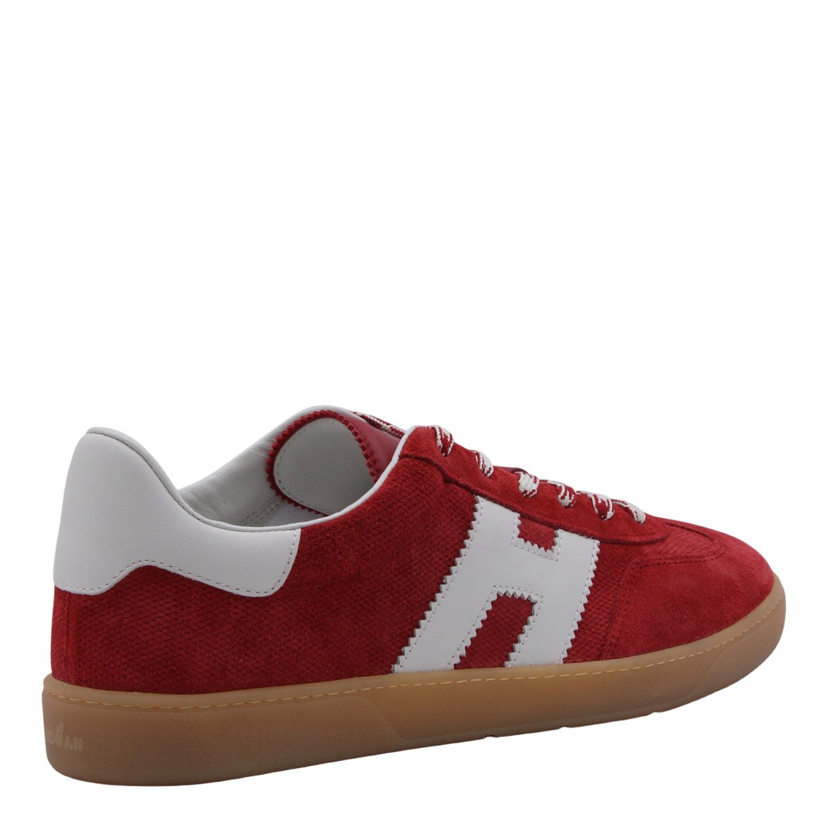 Red Suede Sneakers with Distinctive 'H' Logo