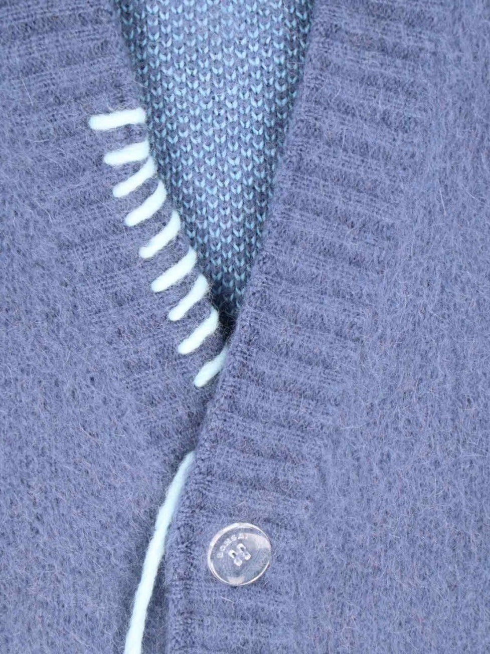 Mohair-Blend Cardigan – Blue With Embroidery