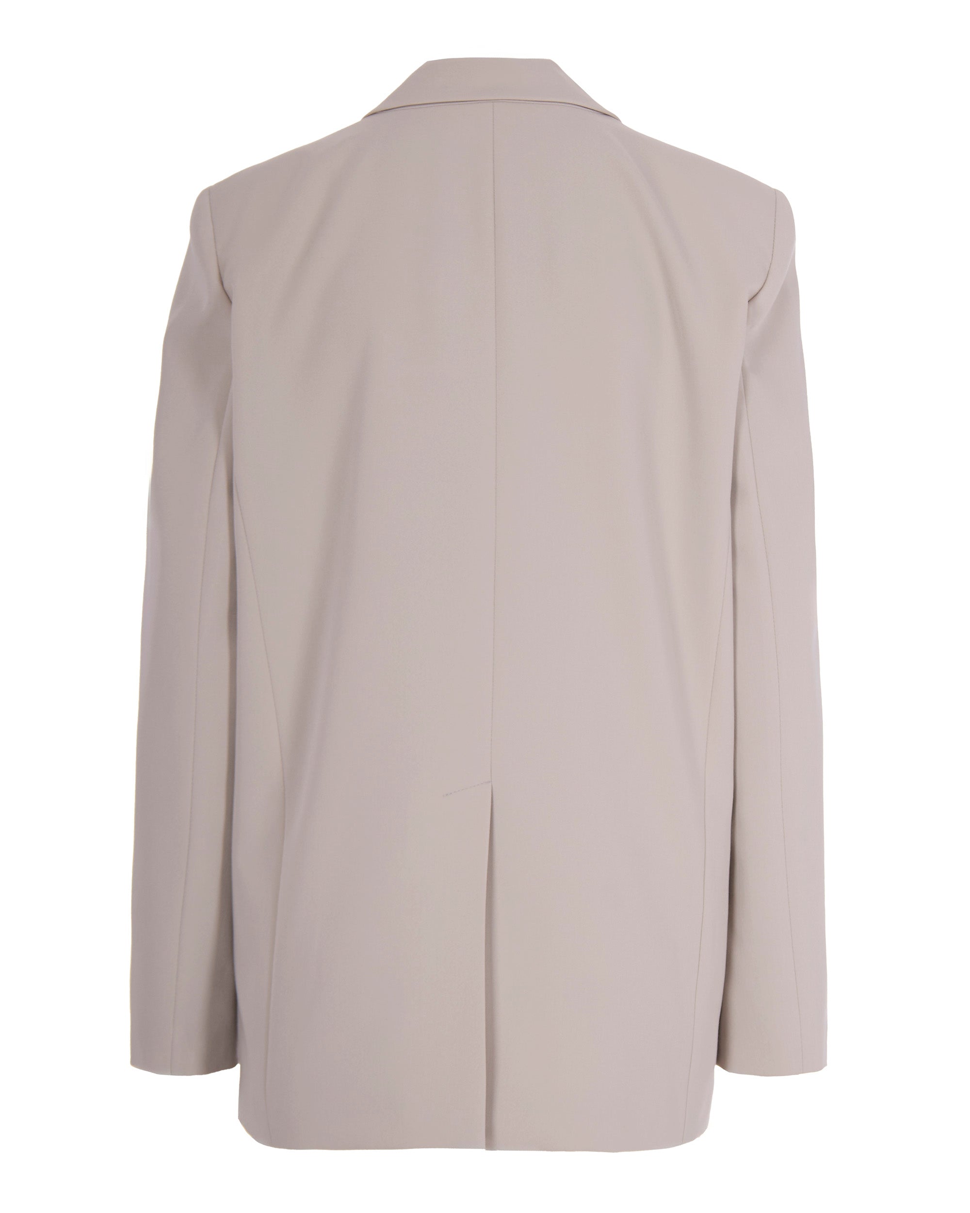 Beige Single-Breasted Blazer With Notched Lapels