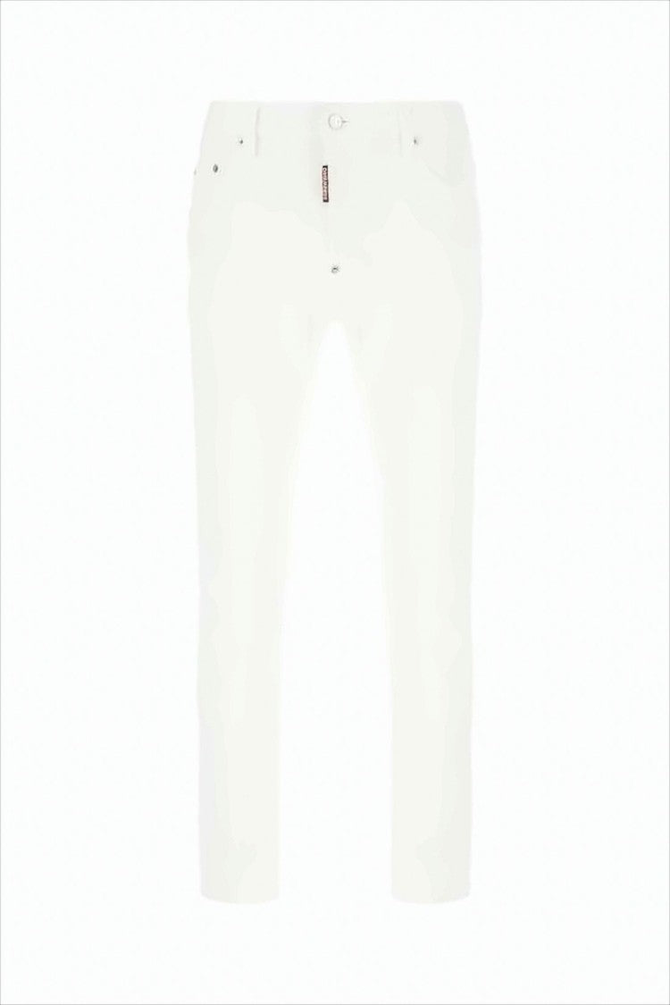 Slim-Fit White Denim Pants