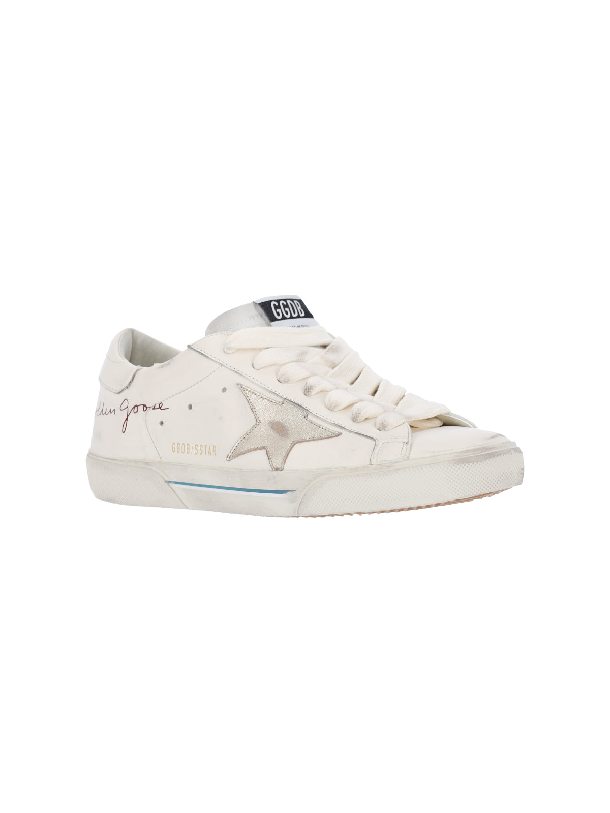 White Super-Star Distressed Leather Low-Top Sneakers