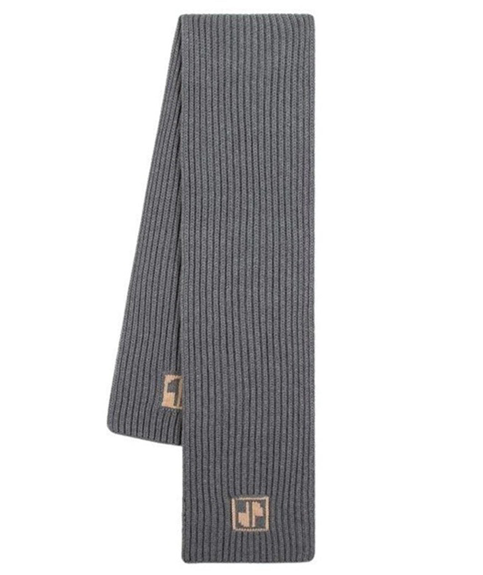 Rib Knit Storm Grey Wool-Cashmere Scarf
