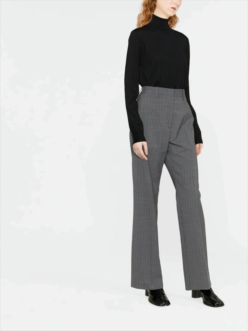 High-Neck Wool Knit Sweater With Subtle Stitch Detailing
