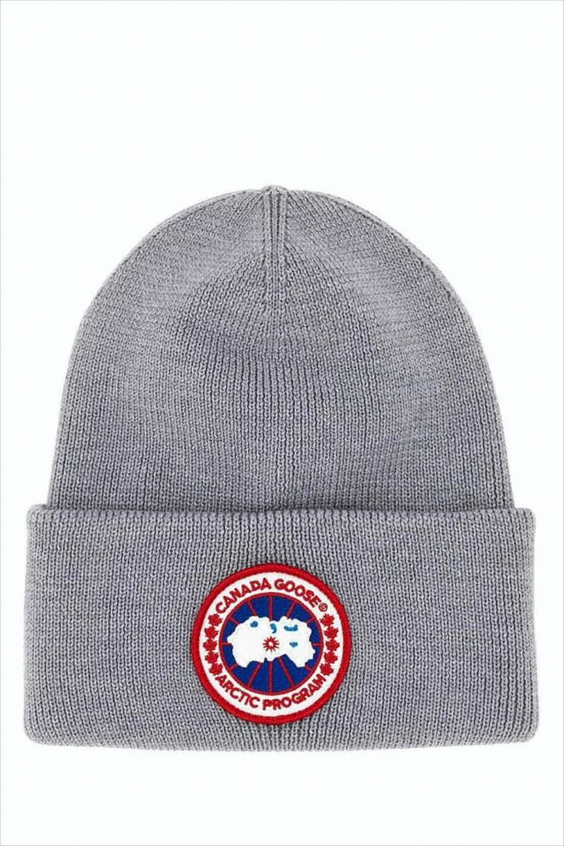 Ribbed Texture Grey Beanie with Embroidered Patch