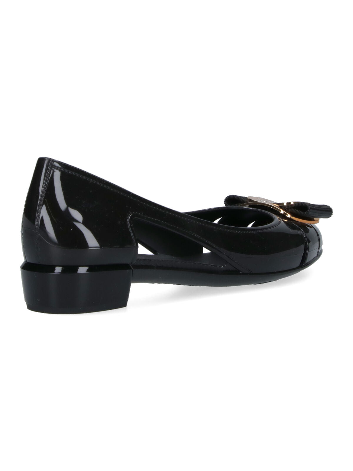"Nara Jelly Cutout Bow" Ballerinas Black