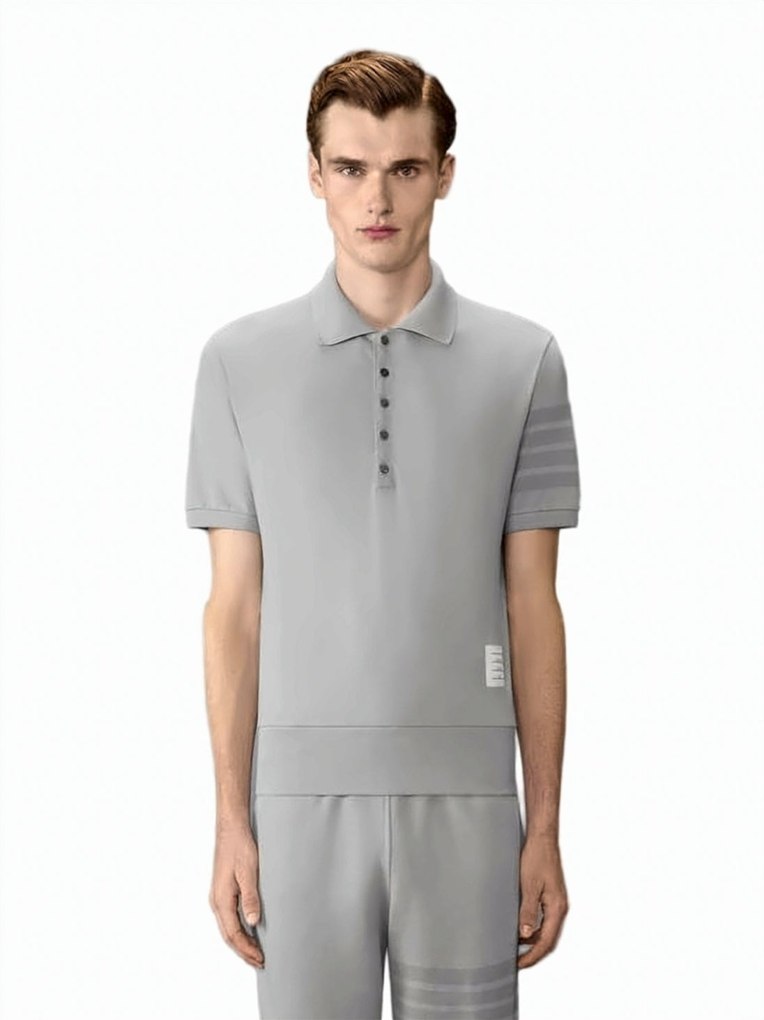 Short-Sleeved Polo Shirt With Textured Fabric And Stripe Detail
