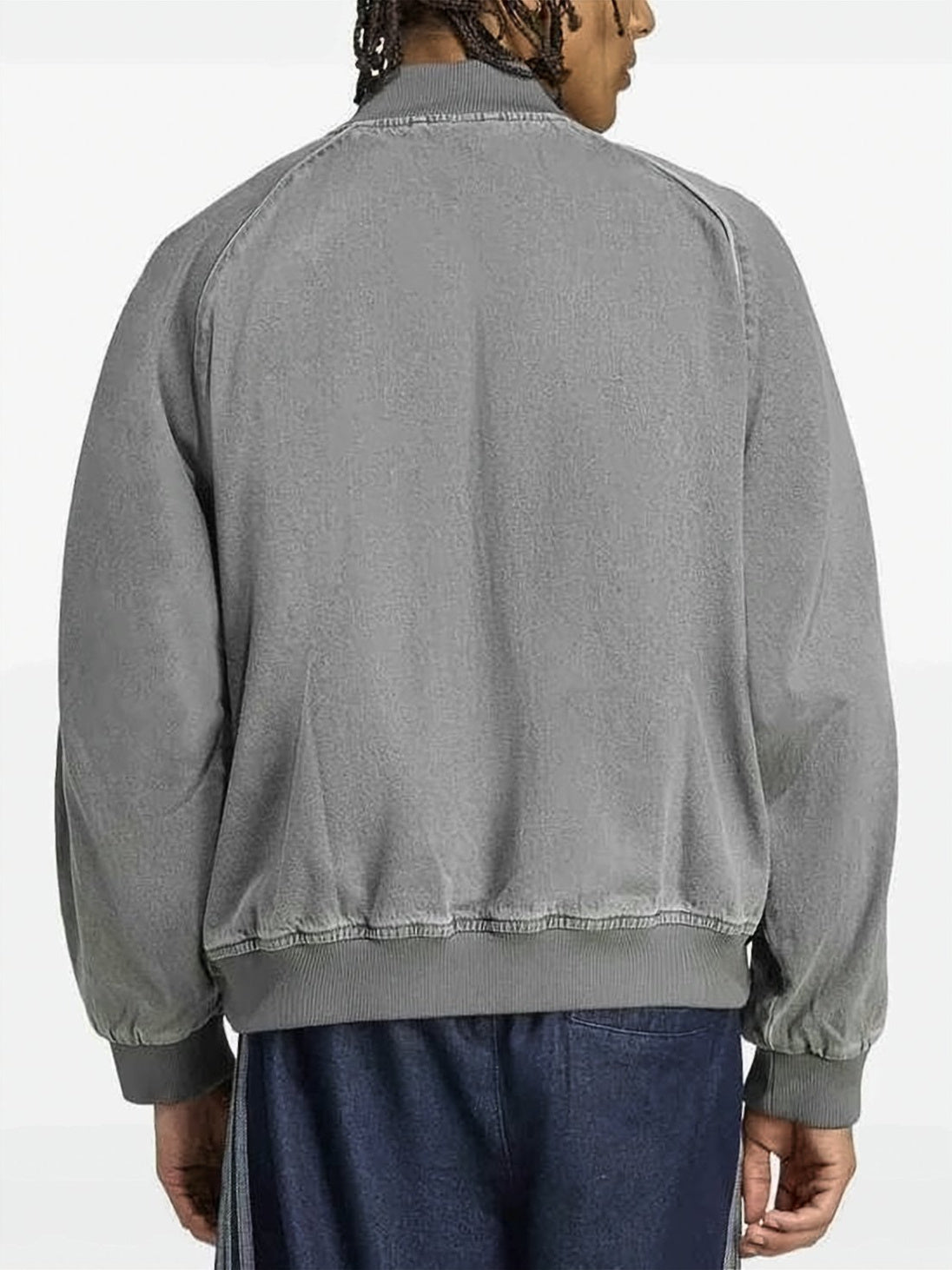 Washed Denim Jacket With Ribbed Details