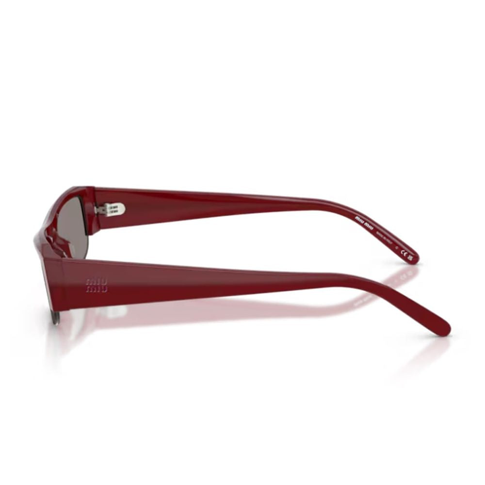 Slim Rectangular Burgundy Acetate Sunglasses with Smoky Lenses