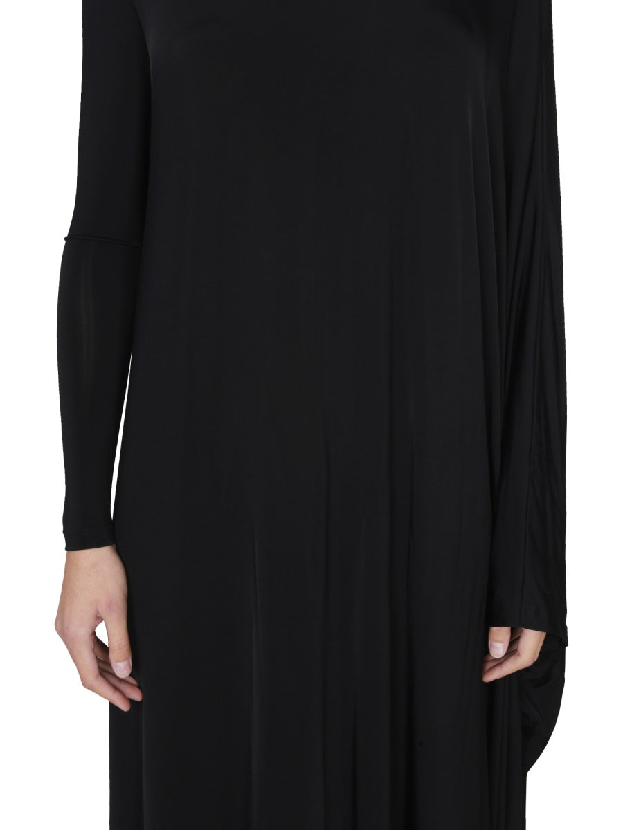 Sleek Minimalist Maxi Dress in Stretch Nylon Jersey