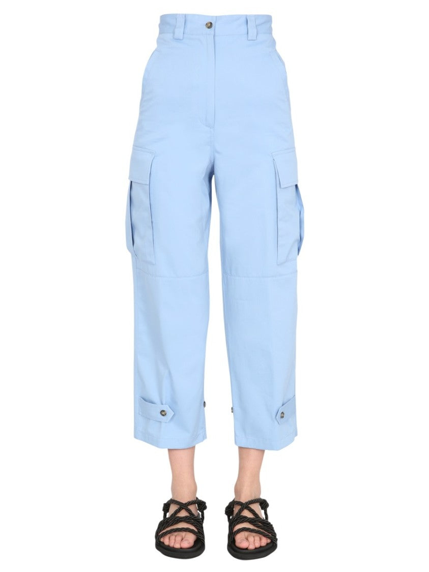 Cropped Cargo Pants With Buttoned Hem
