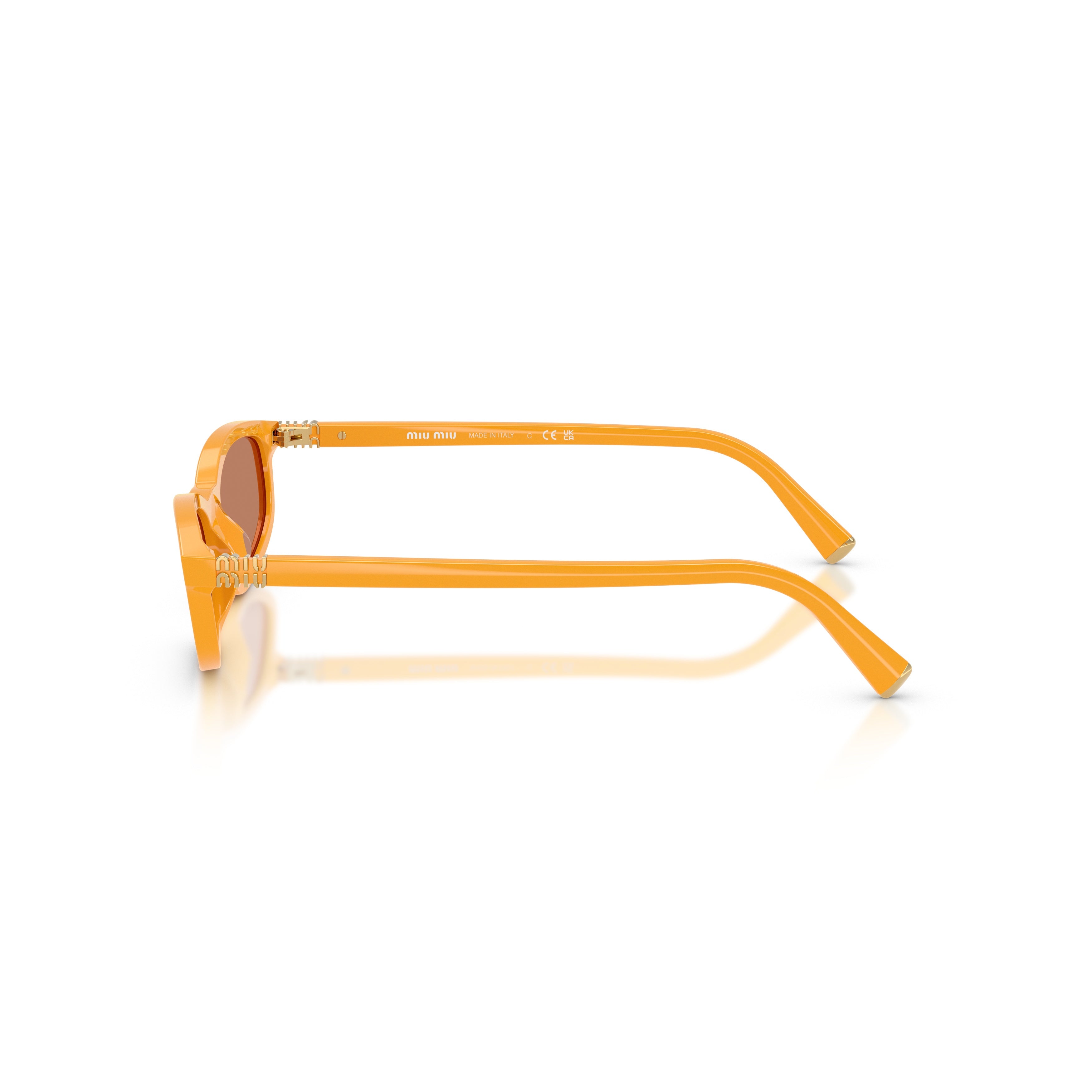Rectangular Orange Acetate Sunglasses with Metallic Accents