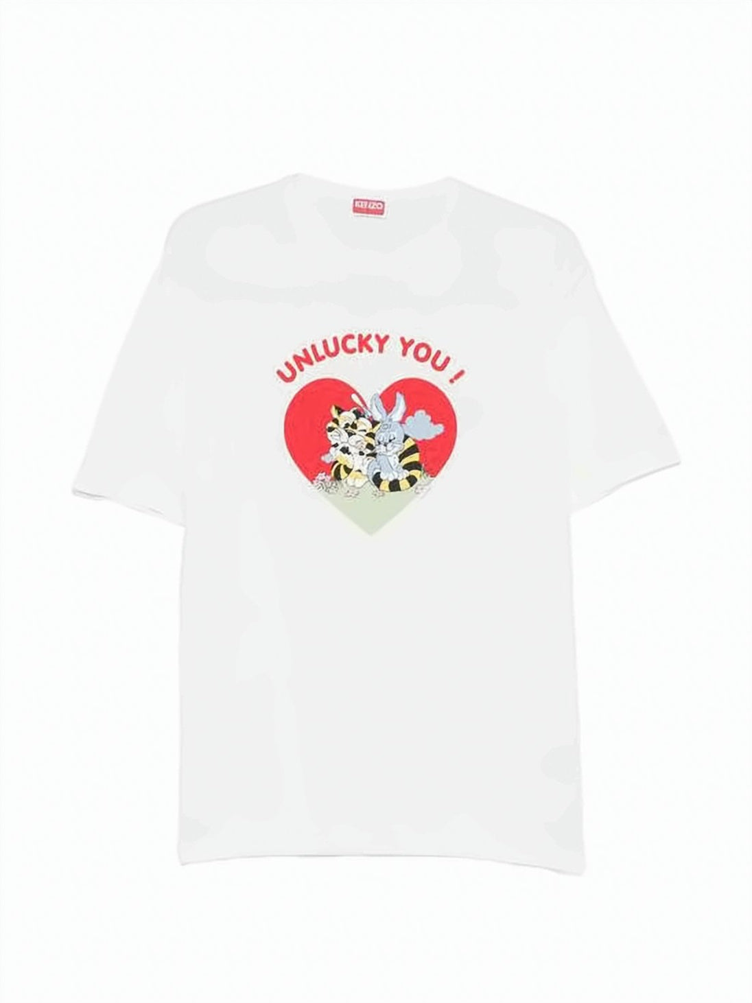 White Cotton T-Shirt with Heart Graphic