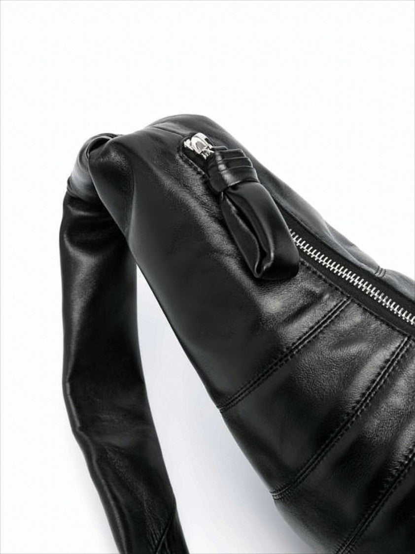 Curved Lambskin Leather Belt Bag With Padded Strap
