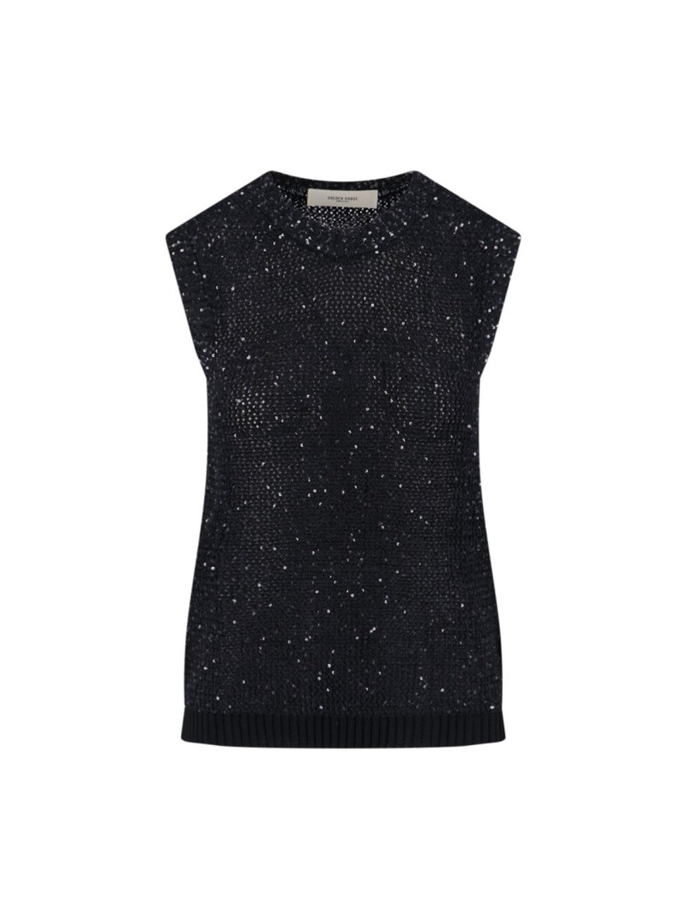 Sequin Knit Tank Top Black