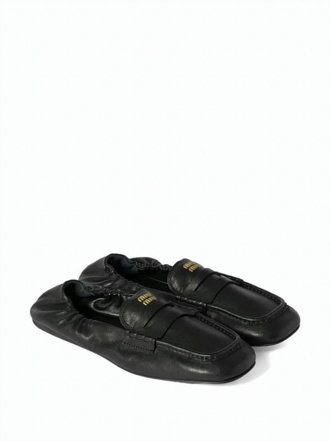 Gathered Back Sheepskin Leather Loafers