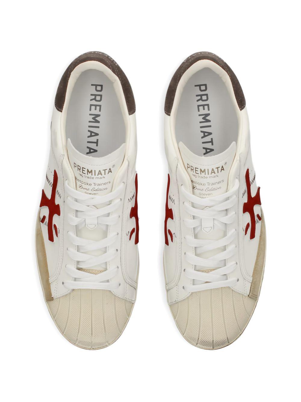 Distressed Leather Lace-Up Sneakers