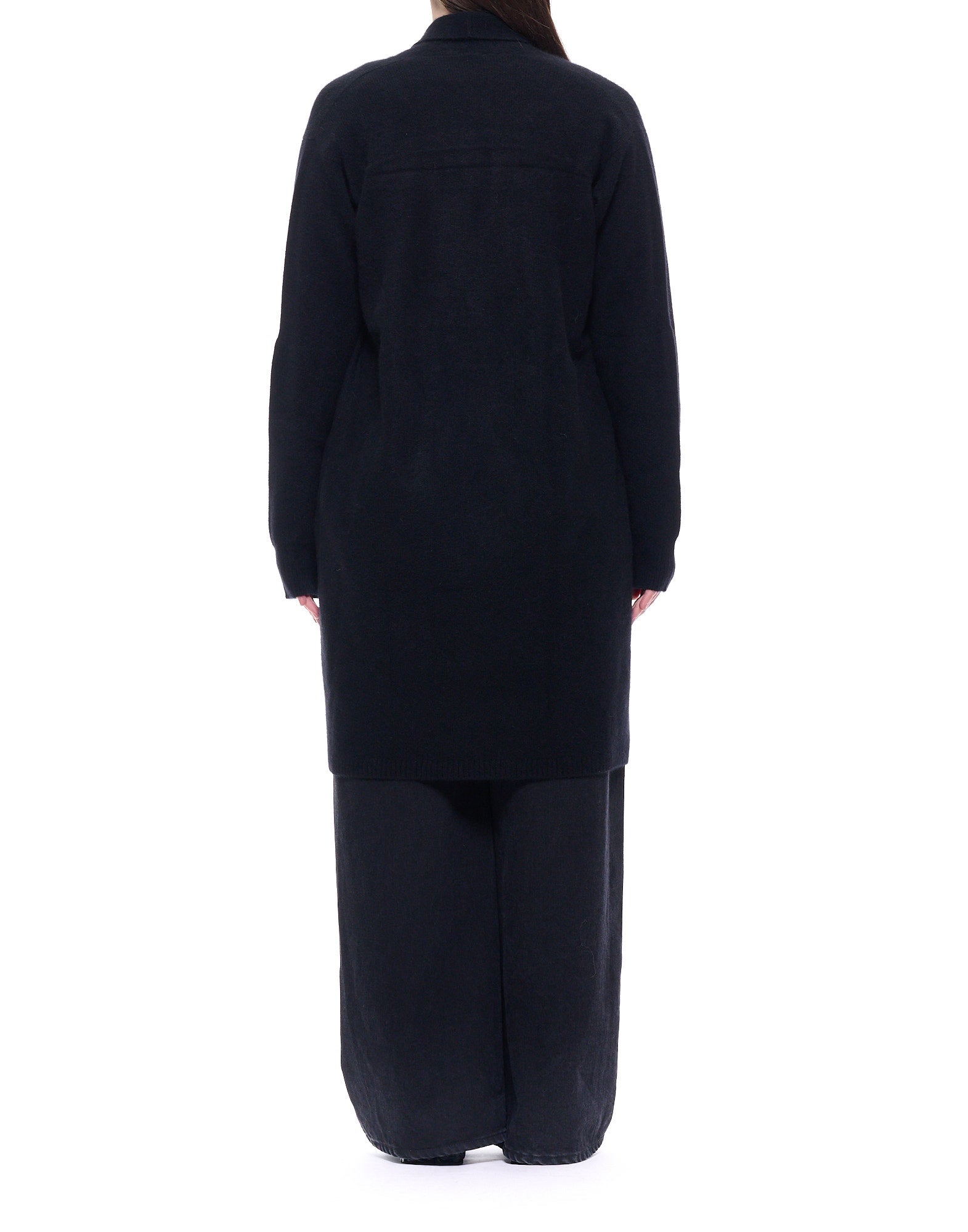Long Black Cardigan With V-Neckline