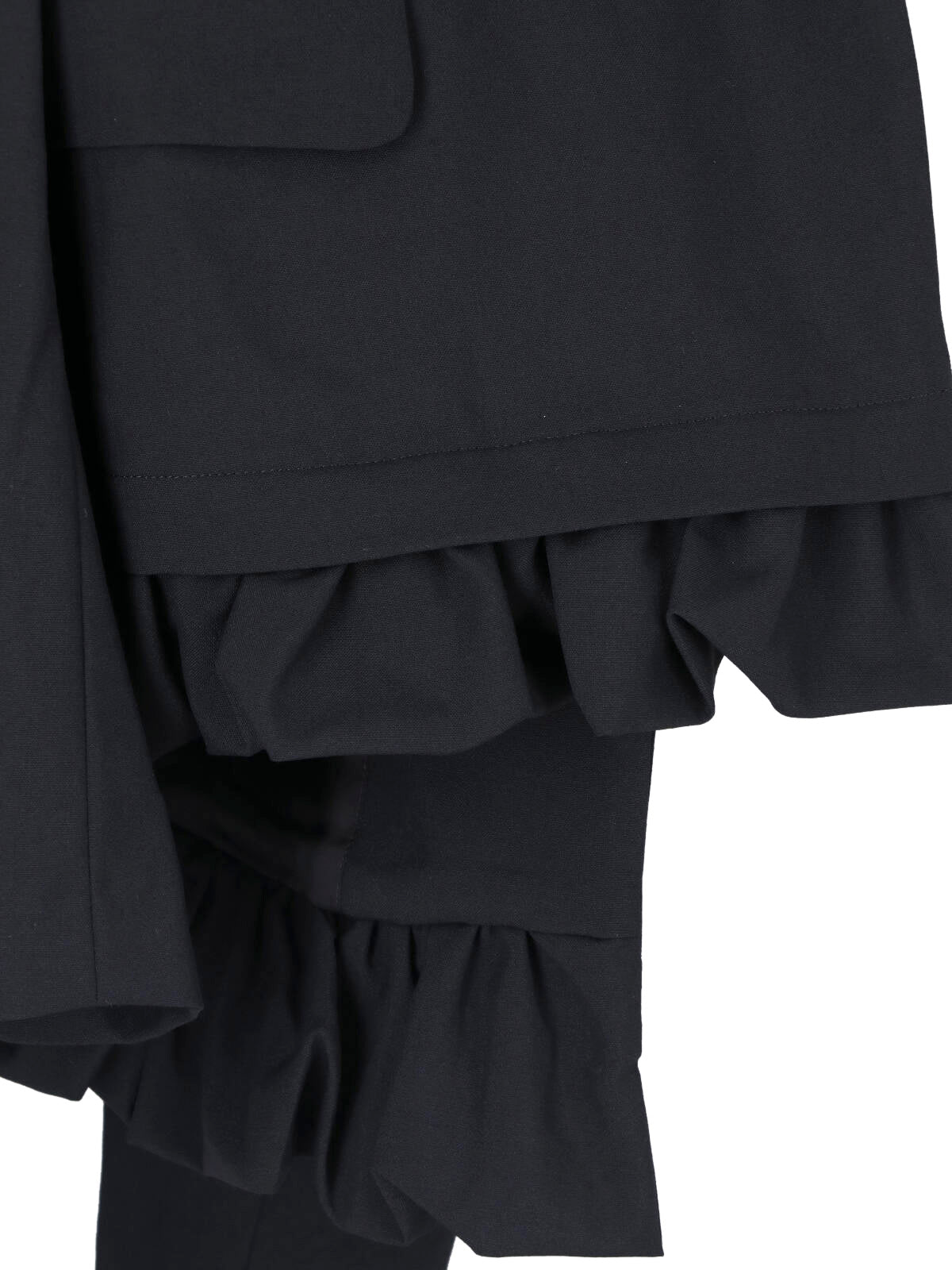 Black Ruffled Trim Rounded Collar Jacket