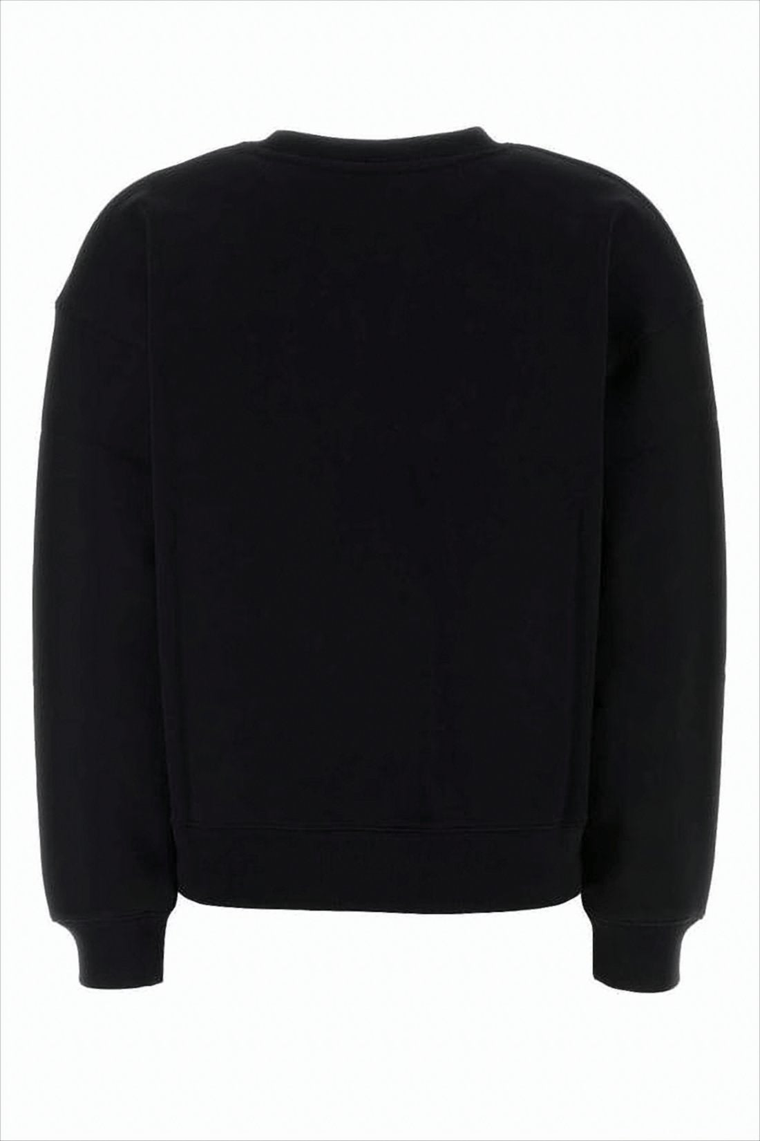 Cropped Black Sweatshirt With Embroidered Fox Motif