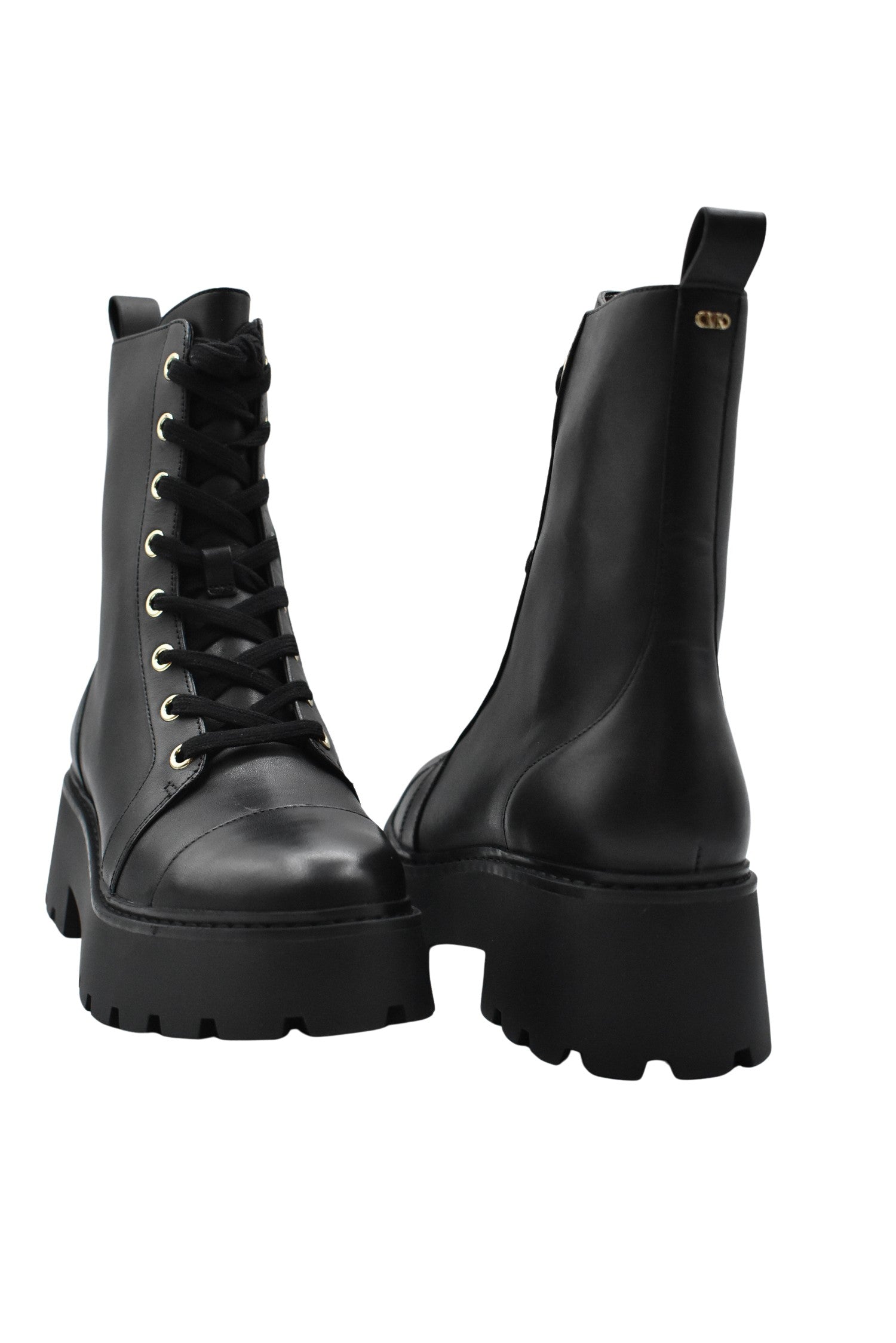 Black Leather Boots With Platform Sole