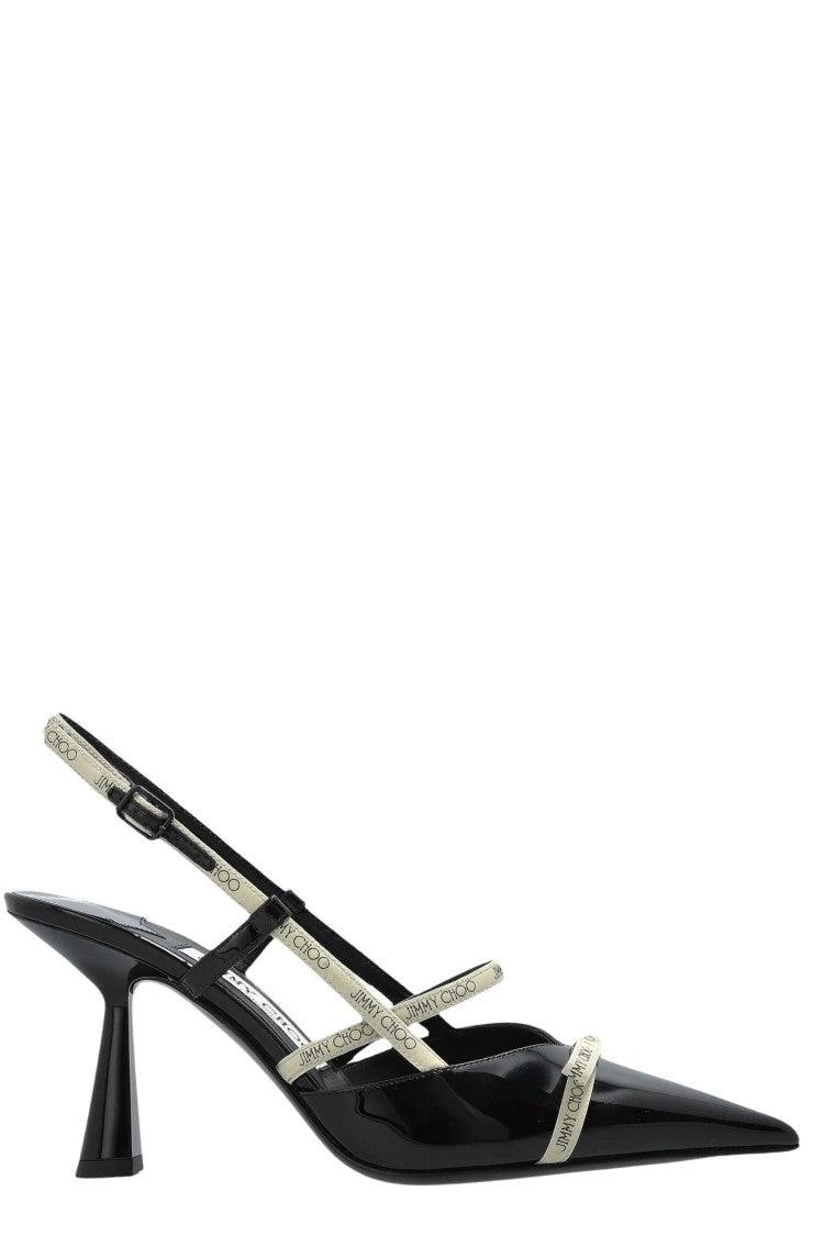 Sculpted Heel Patent Leather Slingback Shoes
