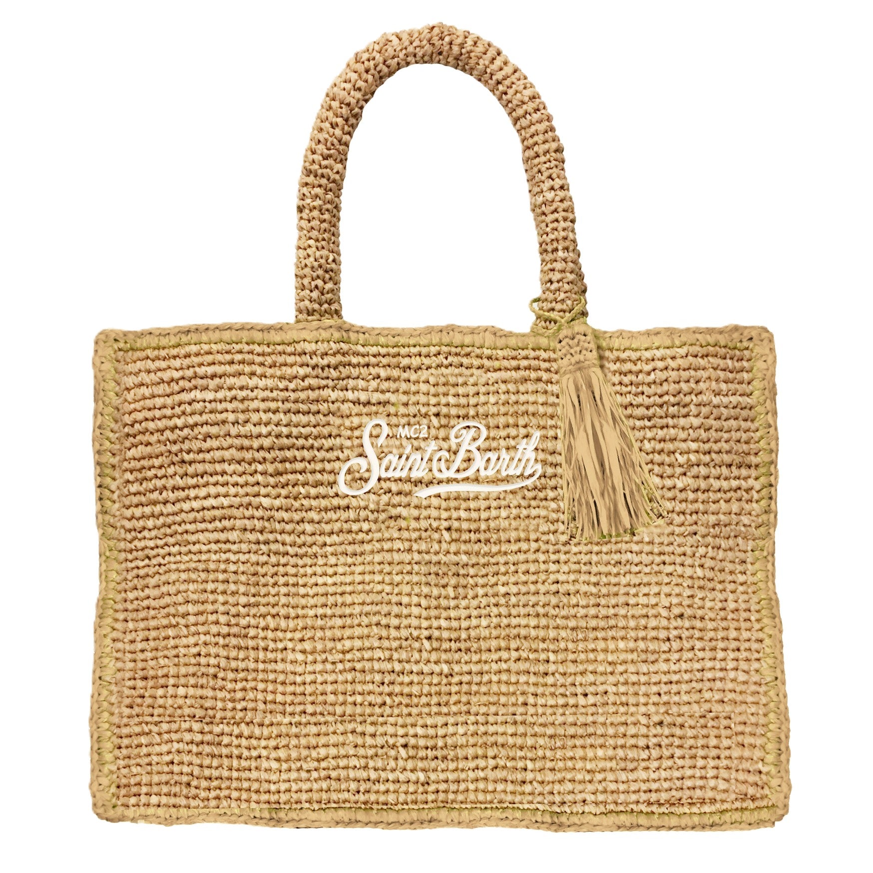 Rectangular Woven Tote Bag with Decorative Tassel