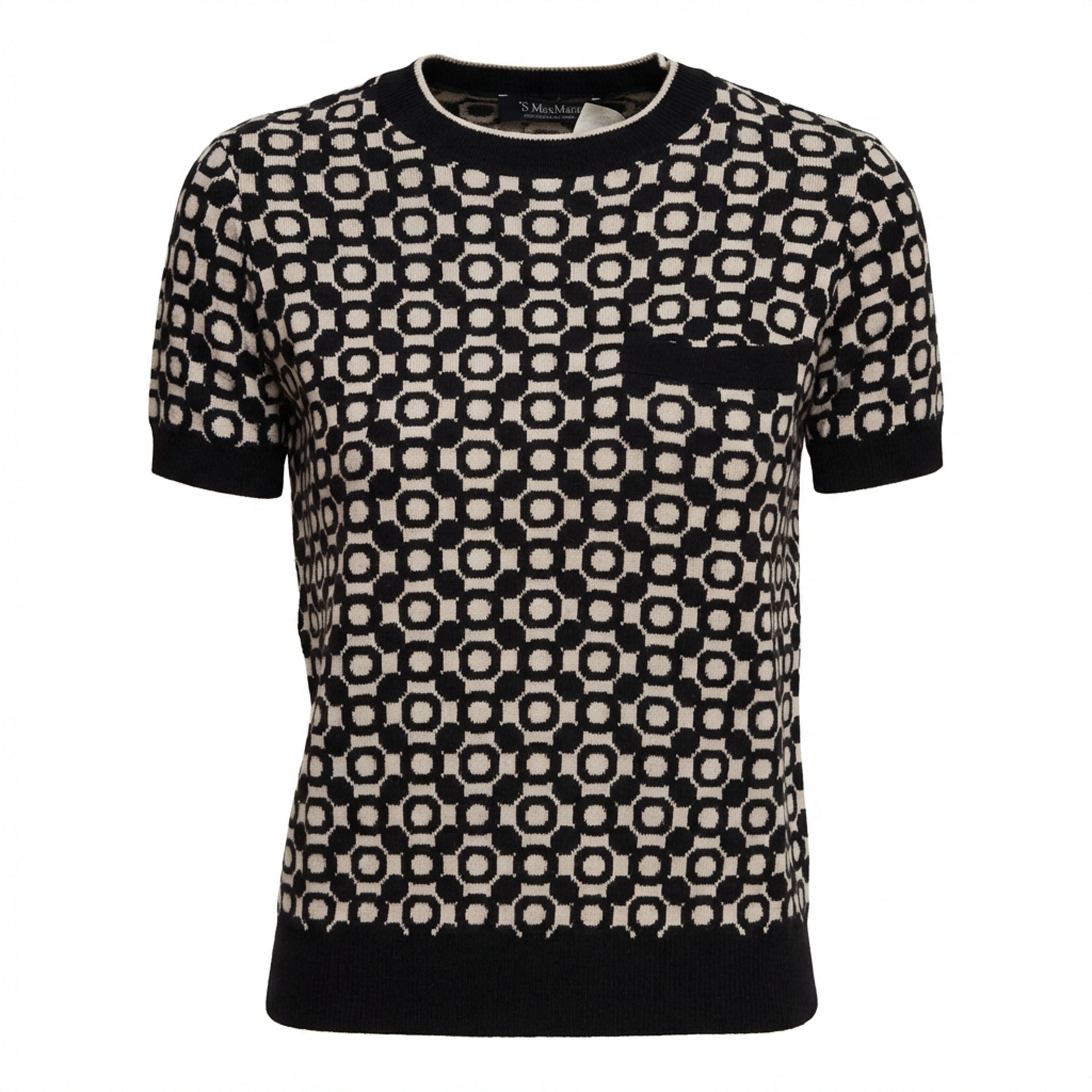 Geometric Print Crewneck Knit Top