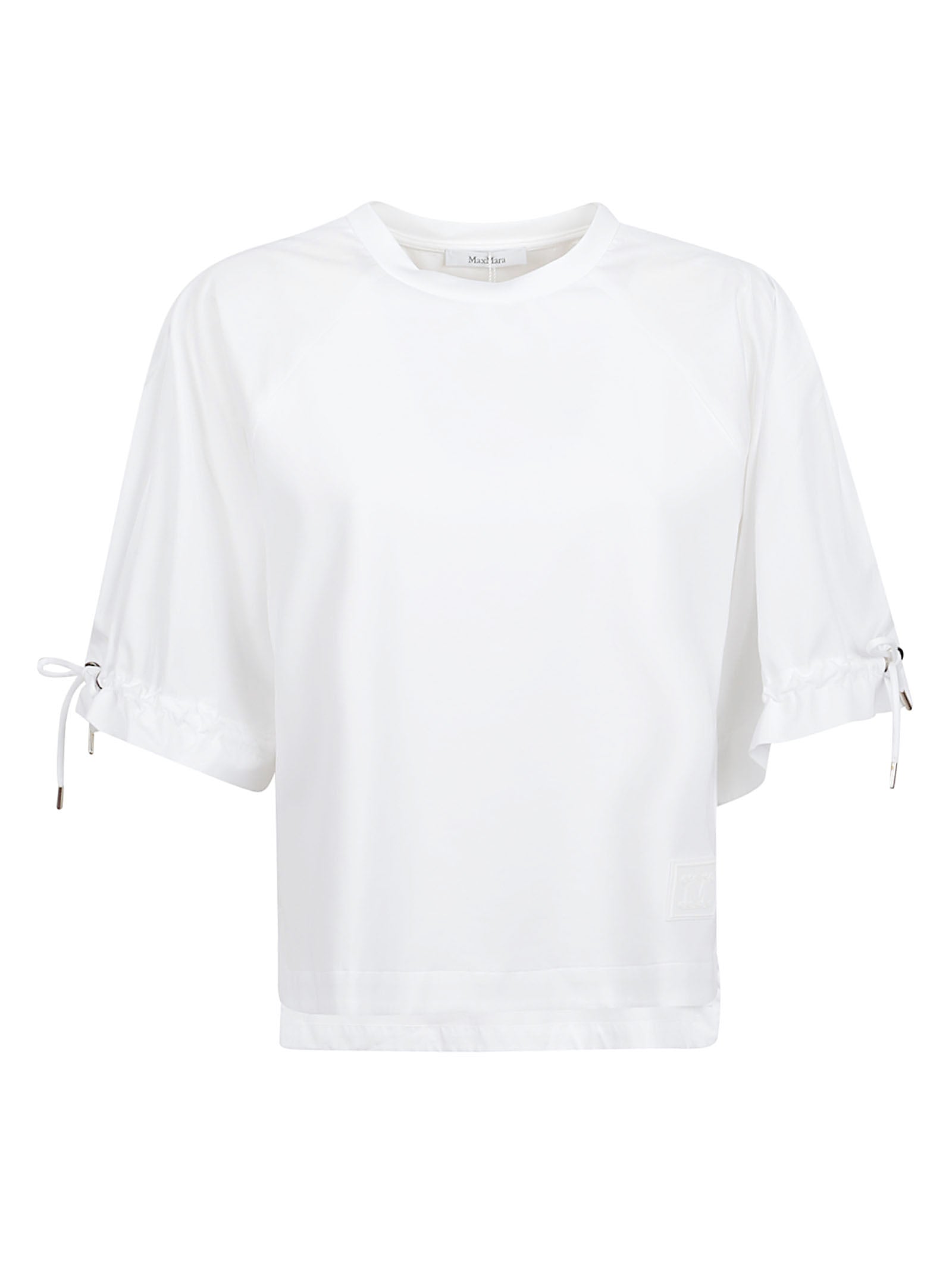 Cotton-Blend Jersey Top with Poplin Raglan Sleeves