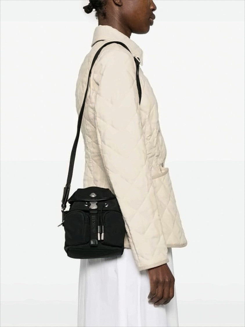 Compact Black Backpack with Metallic Buckle