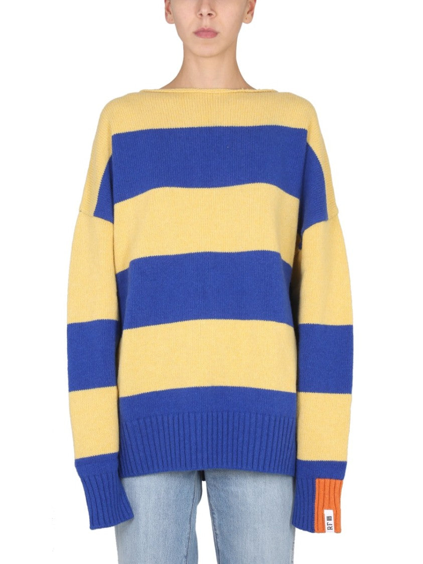Oversized Knit Sweater With Striking Blue