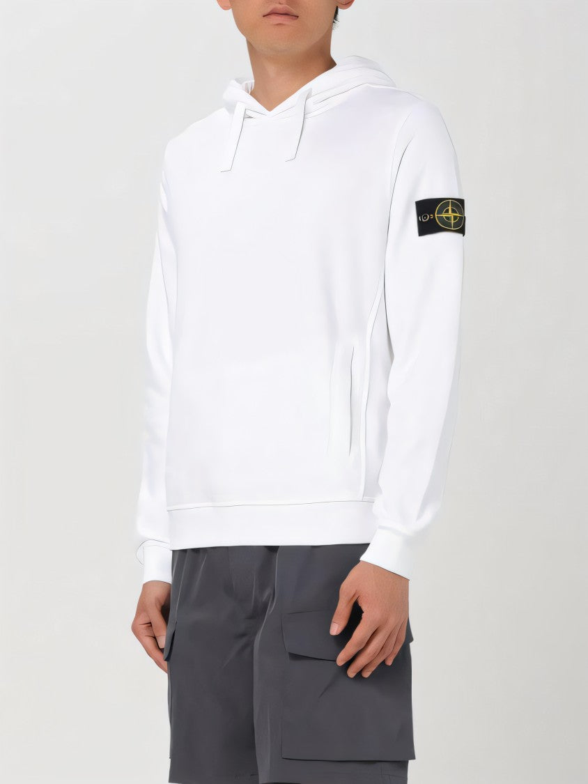White Hoodie With Logo Patch