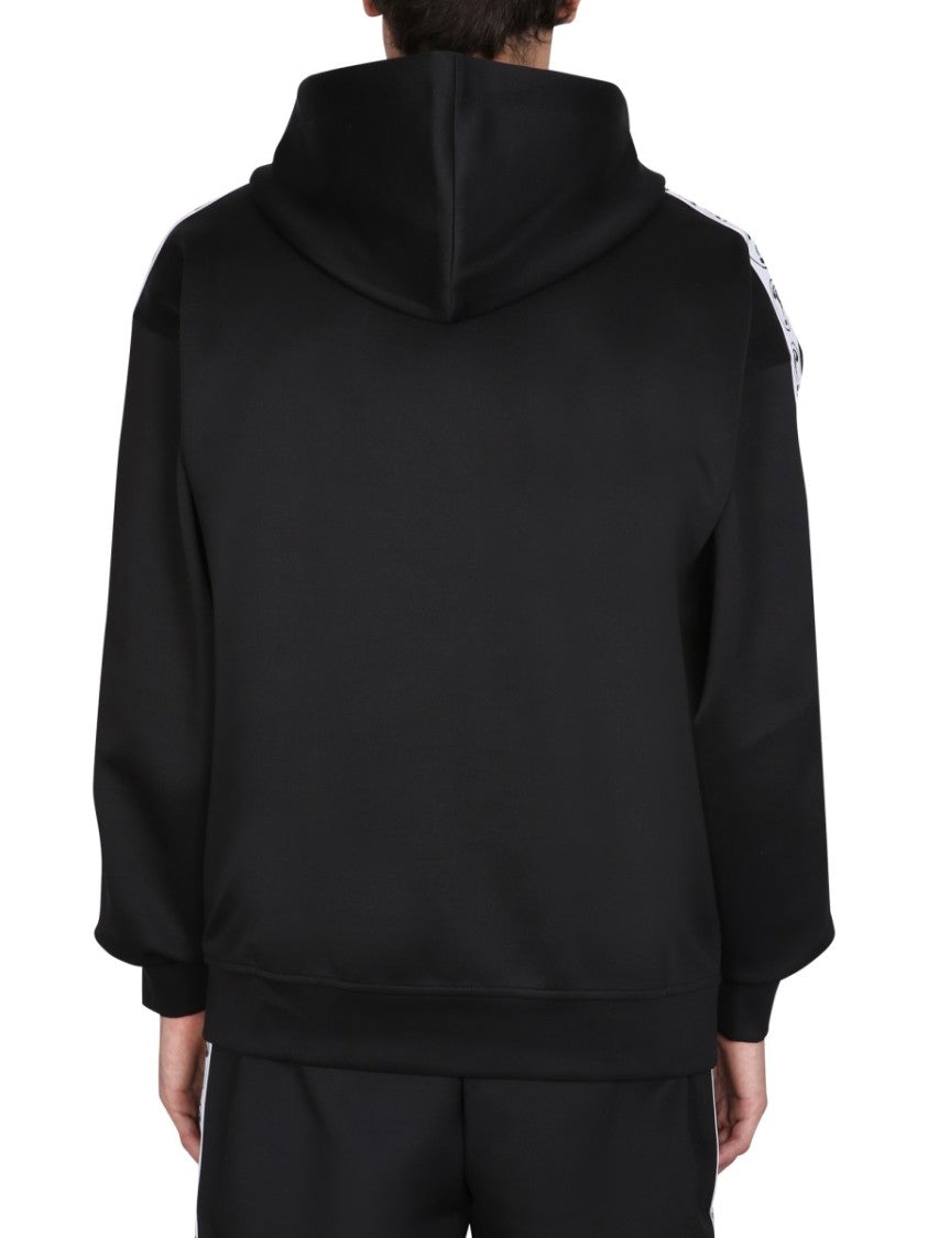 Full-Zip Black Sweatshirt With Logo Accents