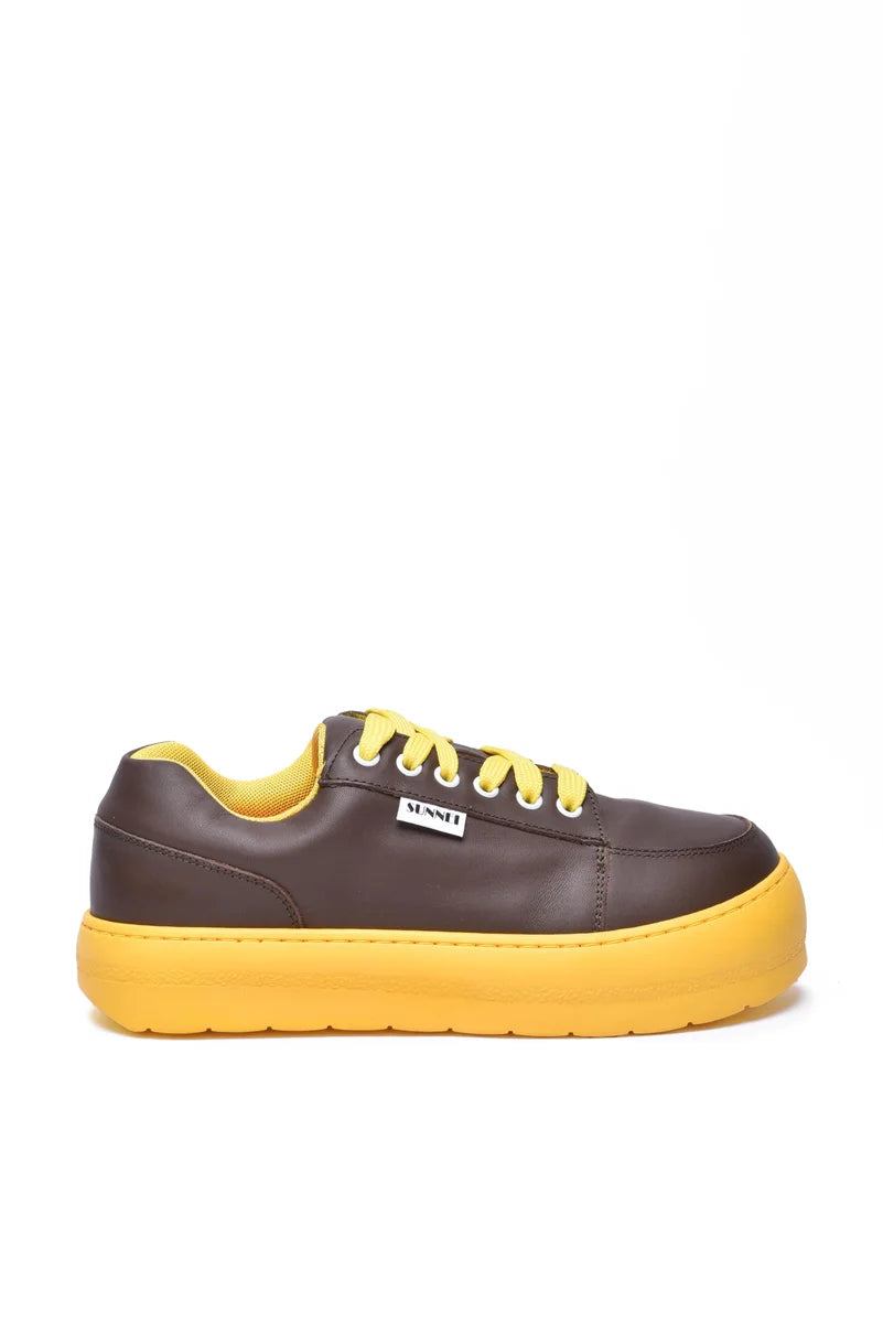 Leather Sneakers - Brown/Yellow