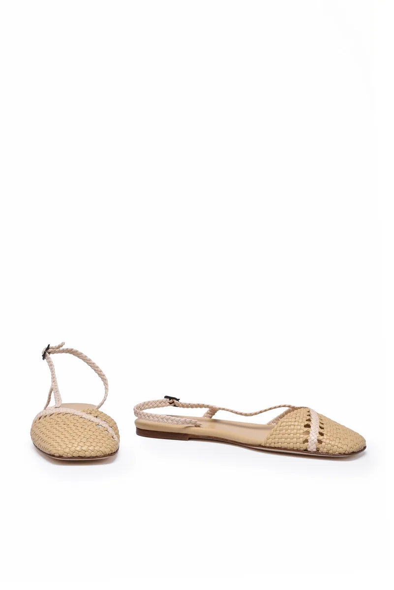 Asymmetrical Leather Sandal - Beige