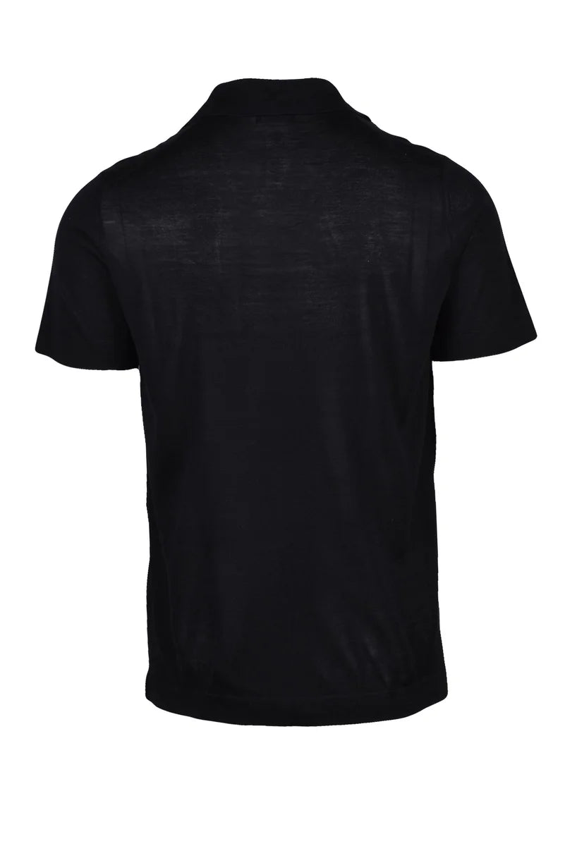 Silk Knit Polo Shirt - Black