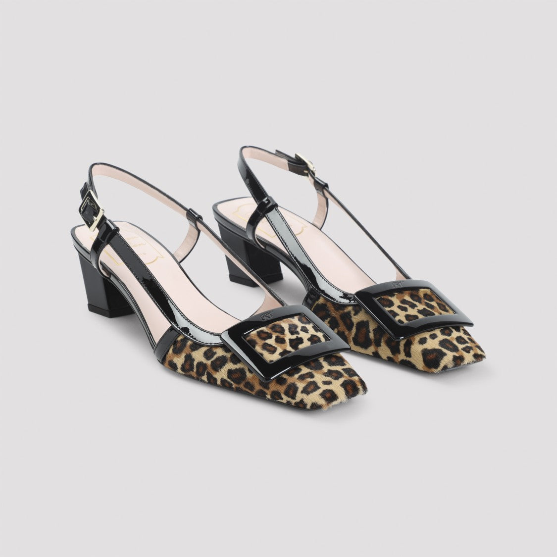Leopard Print Calf Hair Slingback Pumps