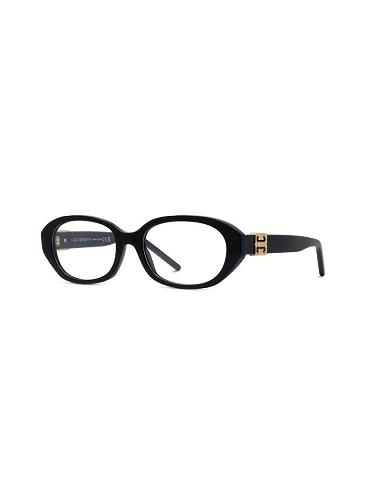 Narrow Oval Frame Eyeglasses with Gold-Tone Logo Detail