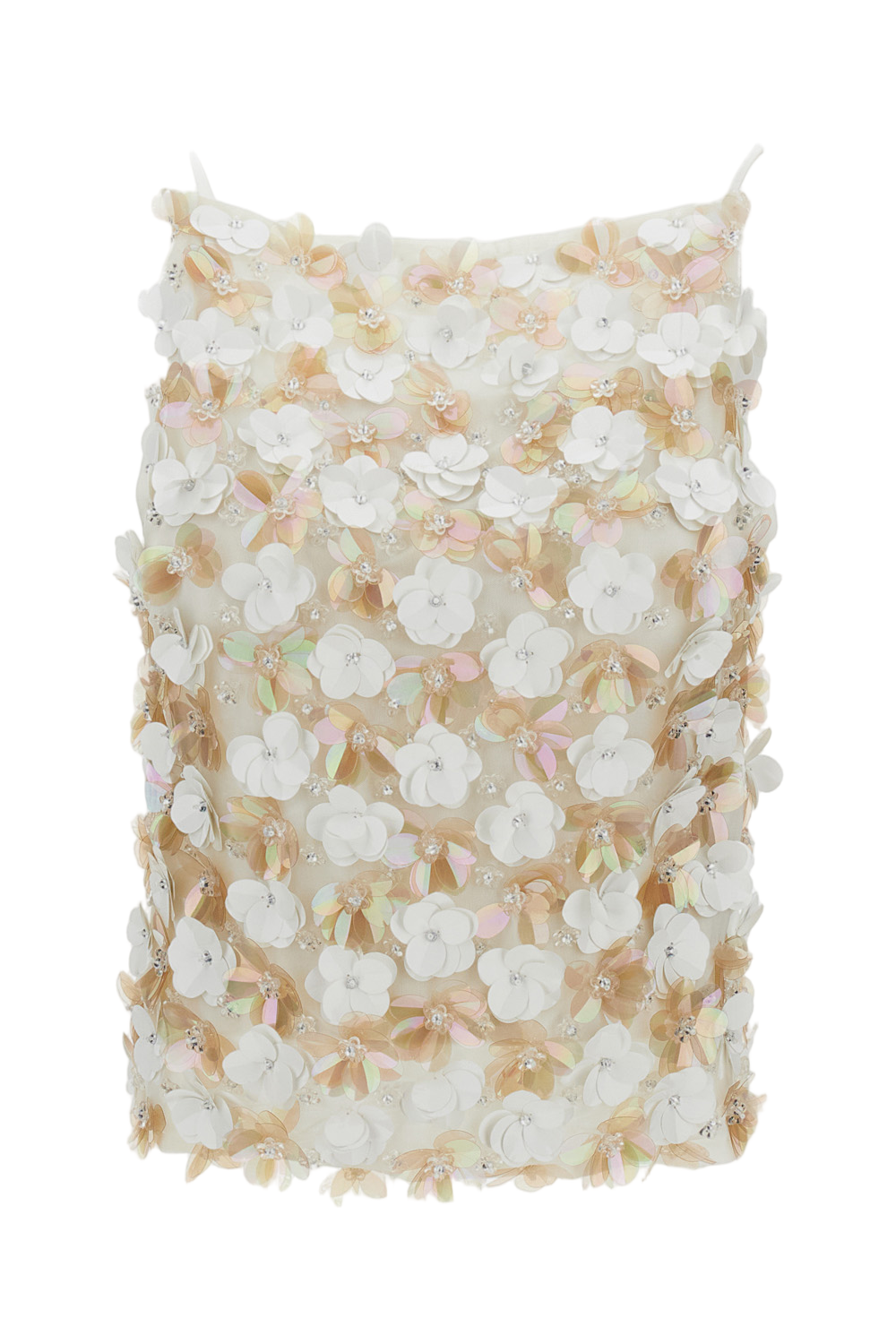 Floral Sequin Open-Back Top With Criss-Cross Tie Detail