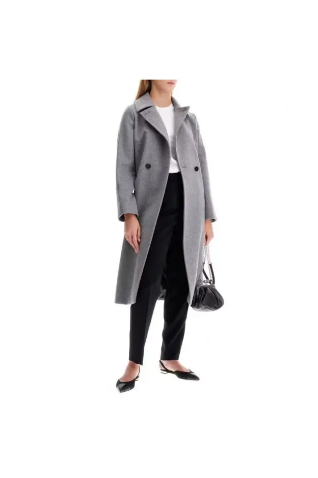 Wrap-Around Mid-Grey Virgin Wool Max Mara Coat