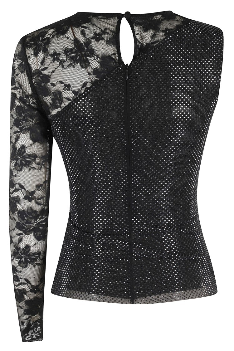 Rhinestone Lace Sleeve Top