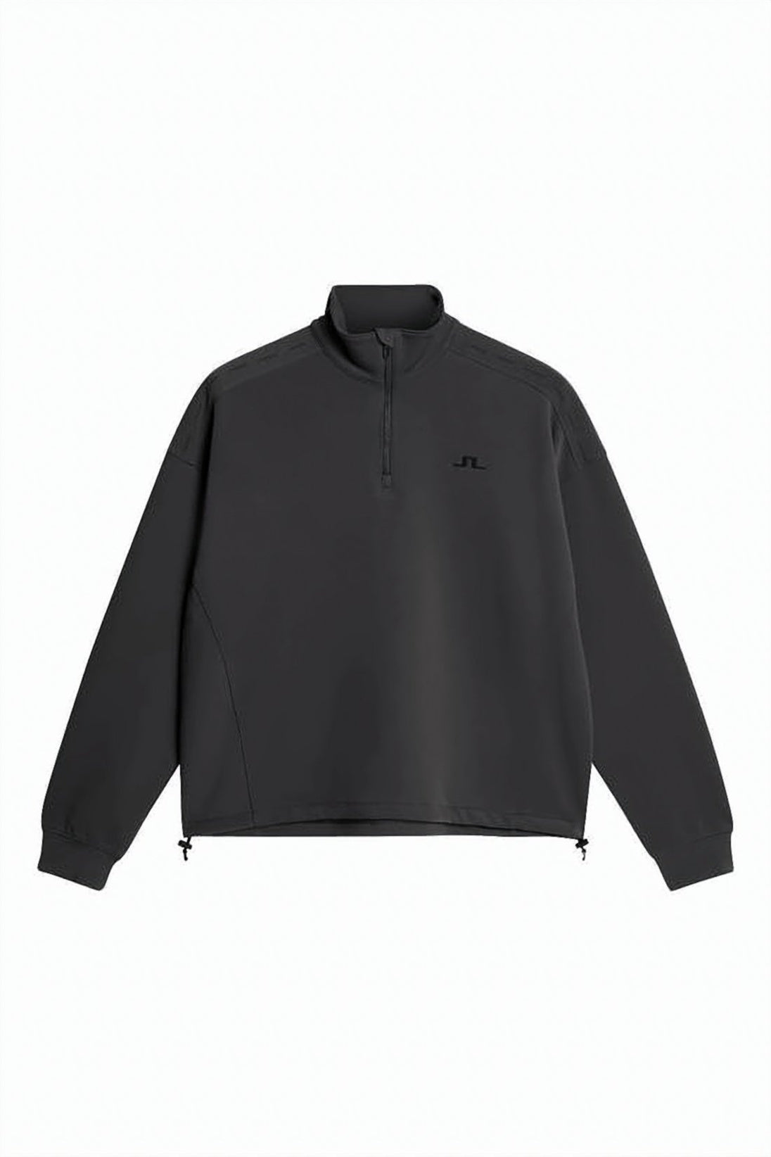 Cropped Black Turtleneck with Half-Zip Closure