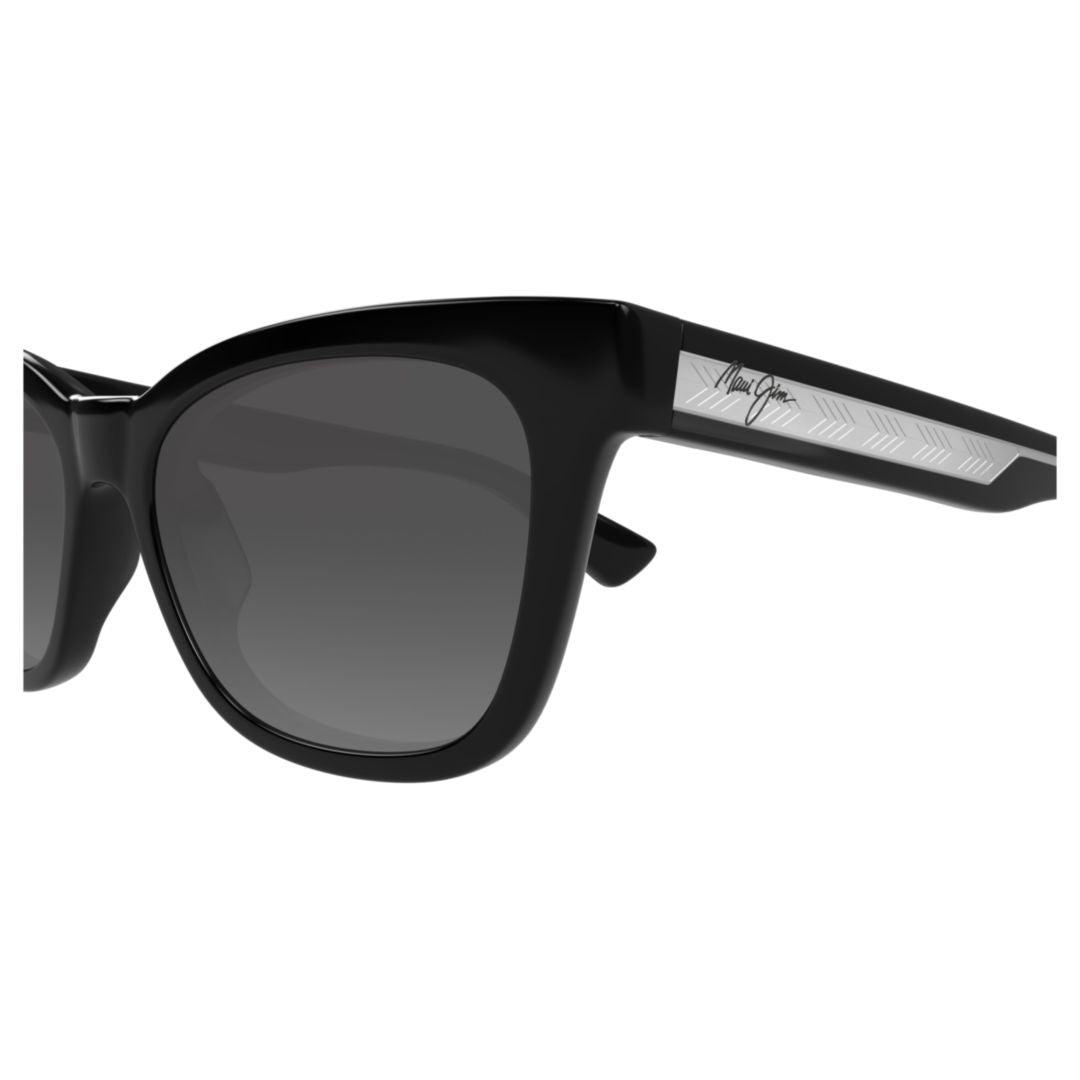 Hiwahiwa Glossy Black Rectangular Sunglasses with Gradient Lenses