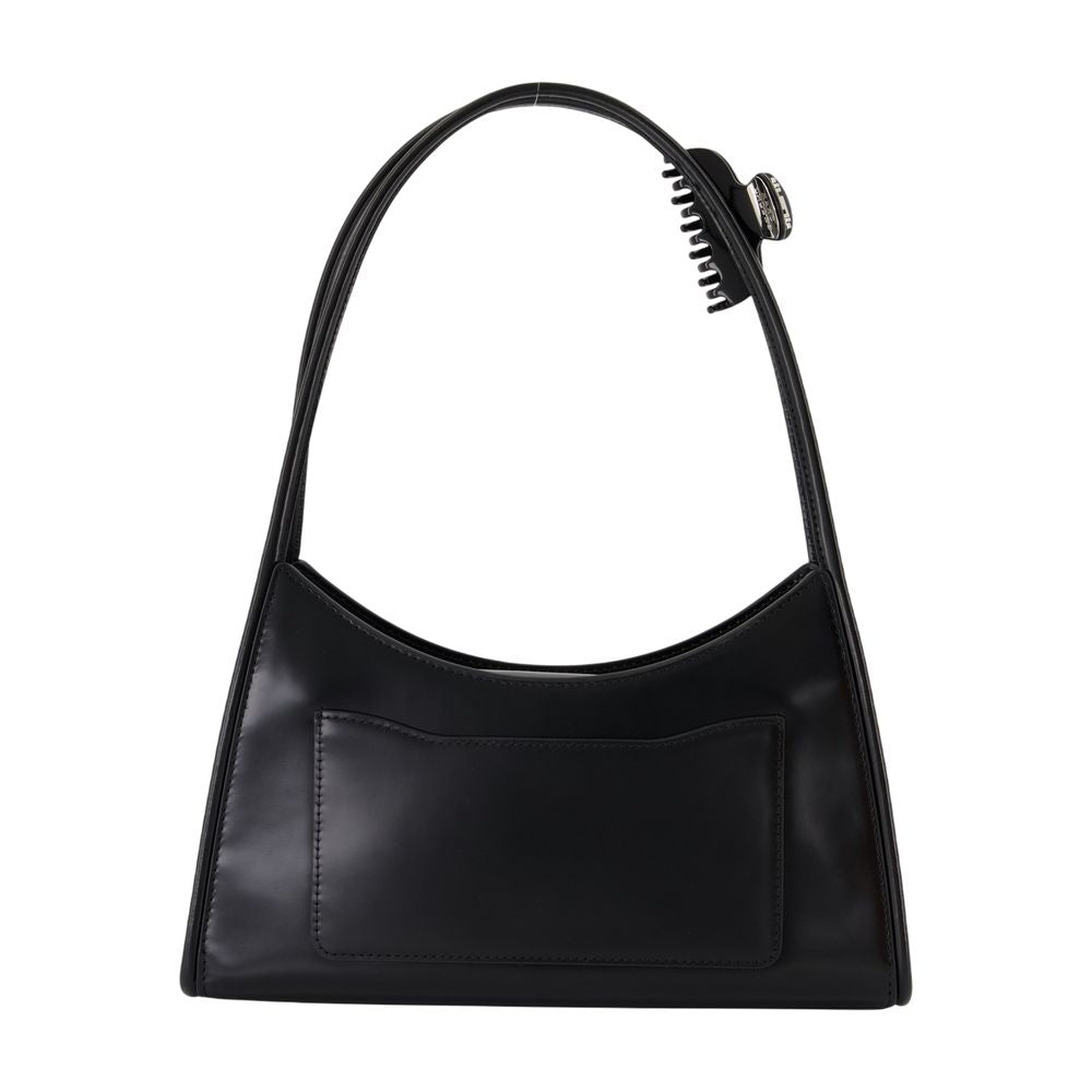 The Claw Clip Shoulder Bag - Leather - Black