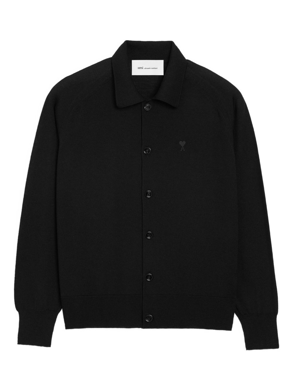 Black Polo Collar Embroidered Knit Sweater
