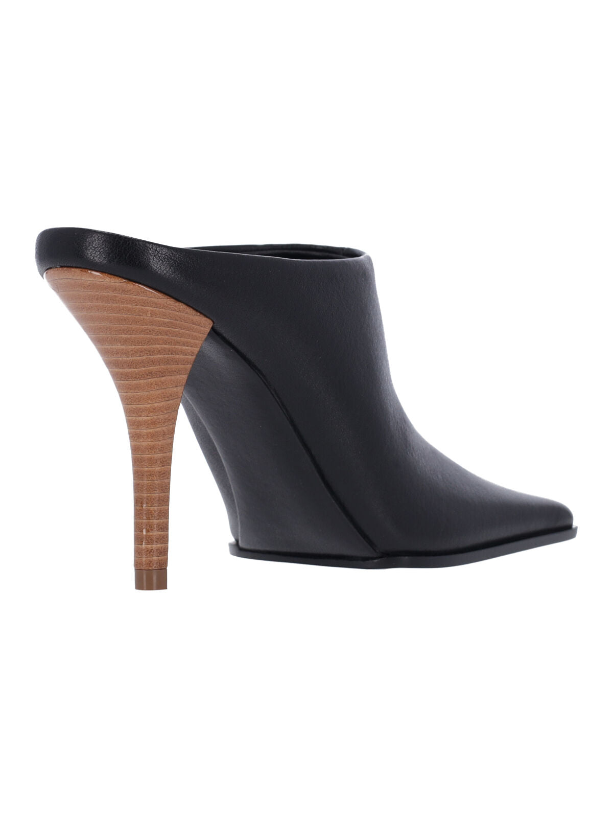 Black Soft Square Toe Leather Pumps
