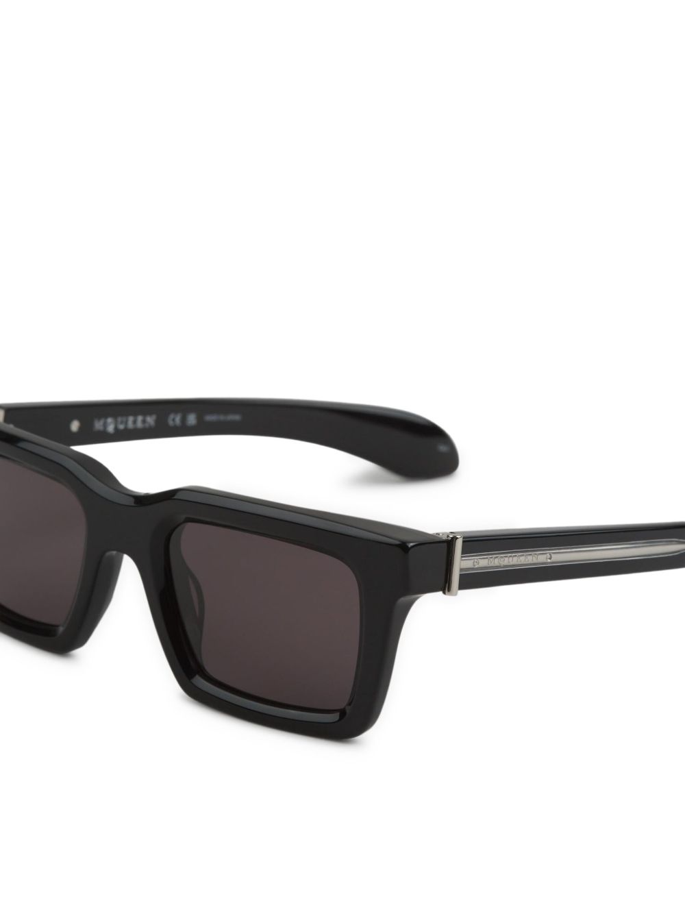 Rectangular Frame Sunglasses With Glossy Black Finish