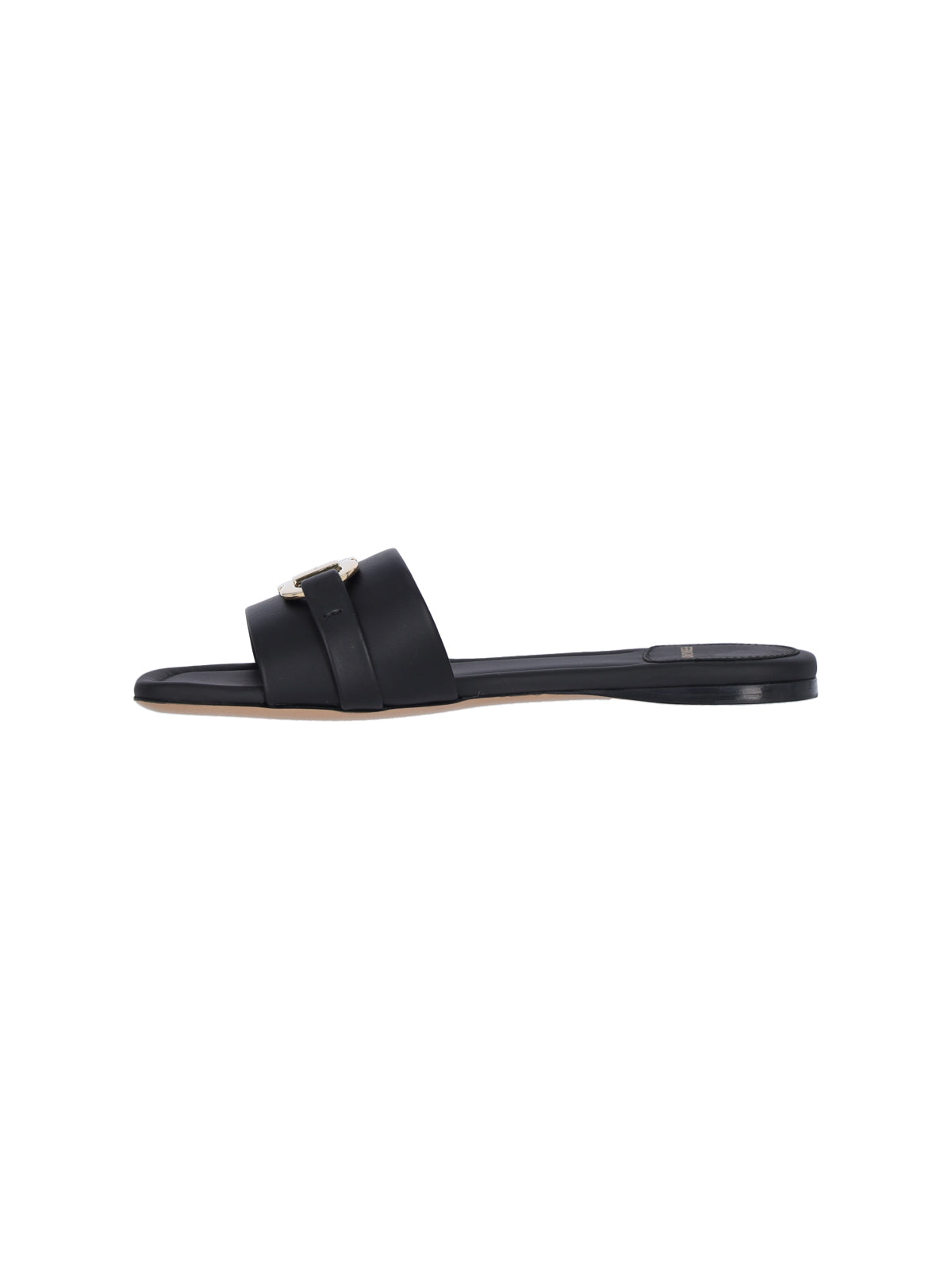 Slide Sandals with Gold-tone Metal Hardware