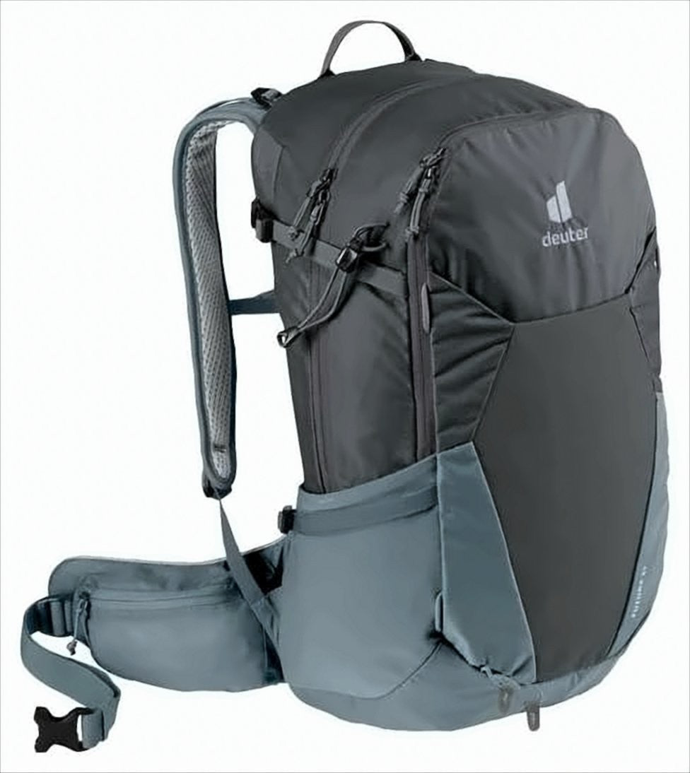 Two-Tone Ventilated Deuter Backpack With Multiple Compartments