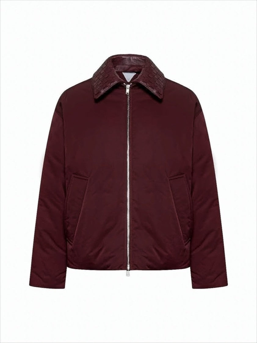 Boxy Cropped Jacket with Woven Textured Collar